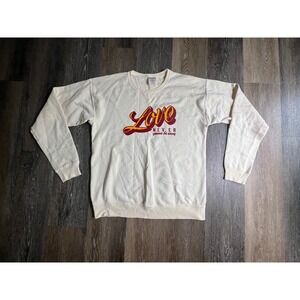 Comfort Wash Abraham Alexander Sweatshirt Mens‎ Medium Cream Signed Graphic Crew